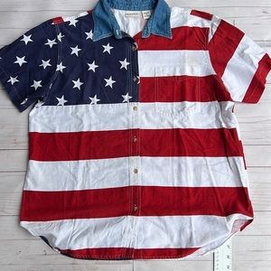 American Flag Button Up Women’s Shirt Plus Size 20‎